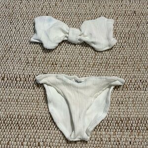 Hunza G white bandeau bikini, OSFA